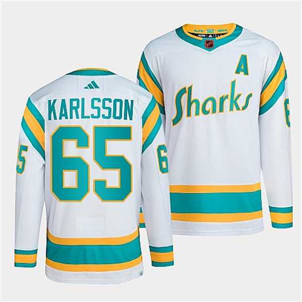 Men's San Jose Sharks #65 Erik Karlsson White 2022 Reverse Retro Stitched Jersey Dzhi,We sell and wholesale Men's San Jose Sharks #65 Erik Karlsson White 2022 Reverse Retro Stitched Jersey Dzhi on line form chian!